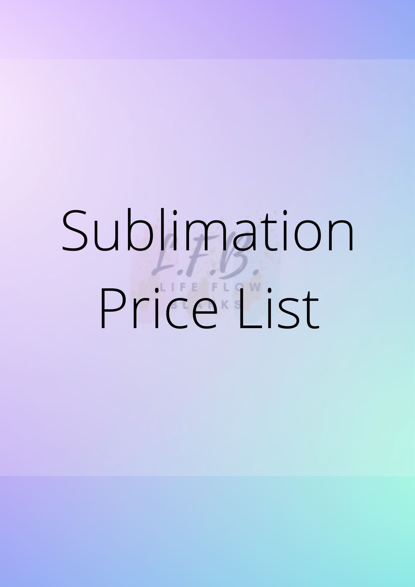 Sublimation Price List